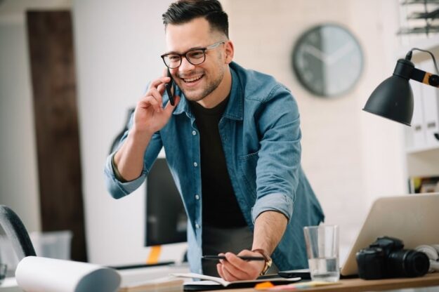 small business owner on phone small business owner on phone