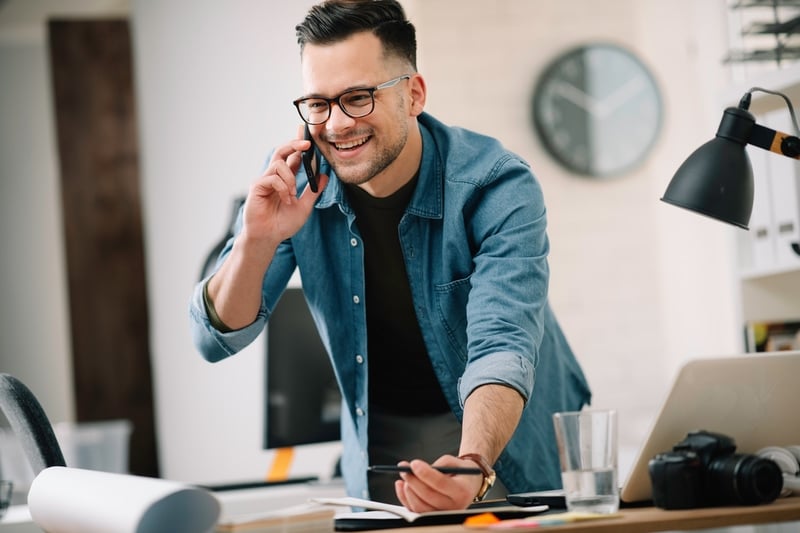 small business owner on phone small business owner on phone